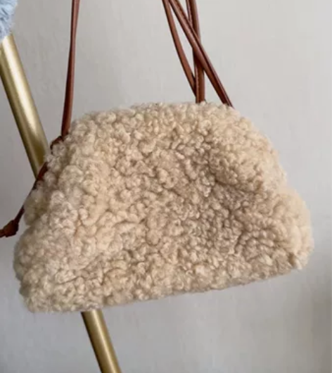 秋冬新款羊毛包羊羔毛云朵包茸茸手拿包斜挎包...