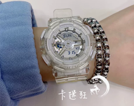 CASIO/卡西欧 白色全透明防水运动手表...