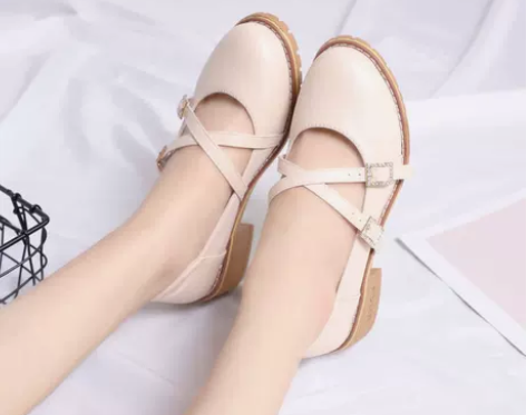 日系娃娃鞋玛丽珍鞋平底圆头小皮鞋森女复古浅...