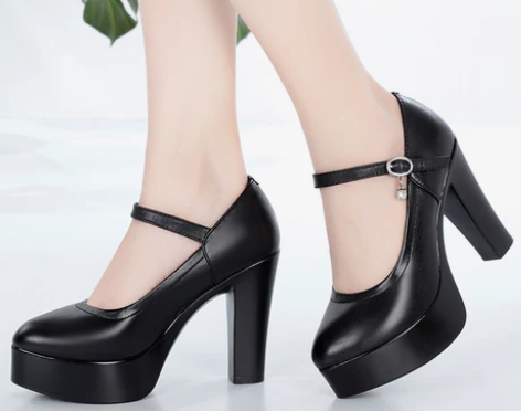 粗跟一字扣旗袍走秀鞋防水台模特厚底高跟鞋女...