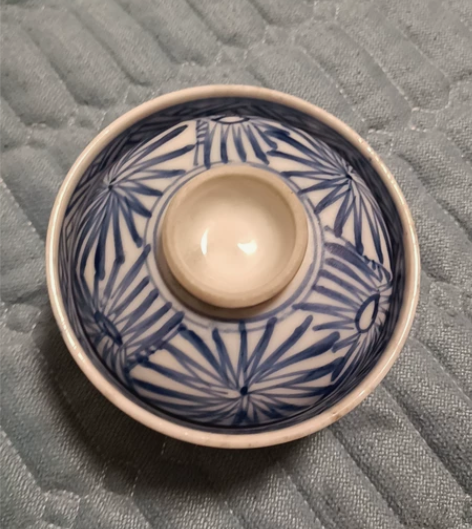 89 日本带回,日本百年老青花盖碗一枚,中...