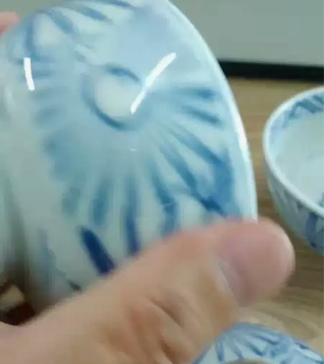 老青花盖碗 2只（一大一小） 手绘老青花盖...