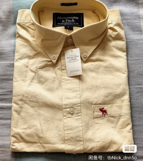 全棉淡黄色男士衬衣（长袖），穿着舒服，M号...