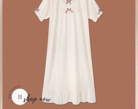 带胸垫睡裙女夏季纯棉短袖薄款宽松家居服春夏...