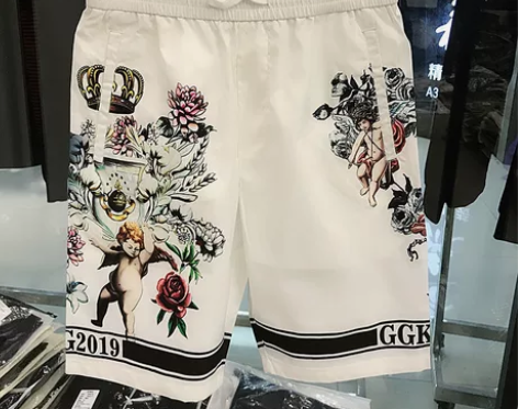 短裤男 短裤中裤夏季潮牌欧货五分裤天使印花...