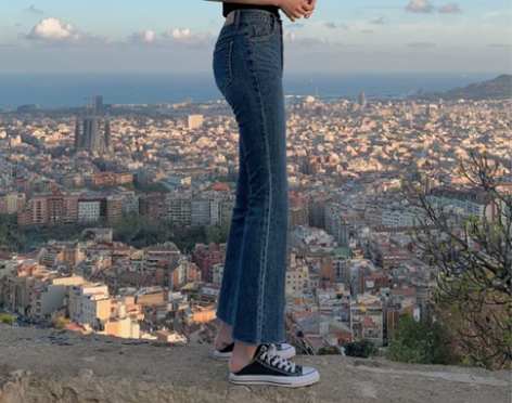 微喇牛仔裤女春秋2021新款高腰显瘦九分裤...