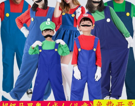 万圣节cos服装卡通动漫 超级玛丽衣服马里...
