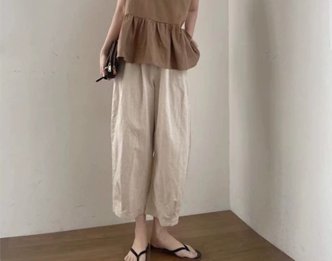 孕妇裤夏季外穿阔腿裤薄款天丝棉麻裤复古透气...