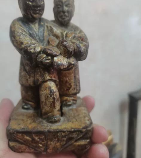 精品清代木雕人物摆件，栩栩如生。高14 感...