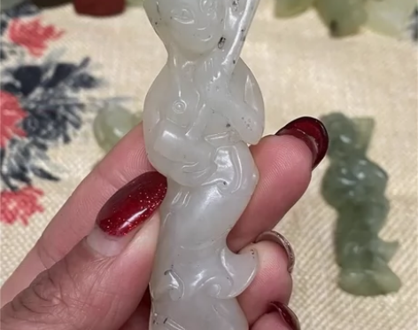 和田玉玉器把件古玉挂件复古玉佩牌子美女颈饰...