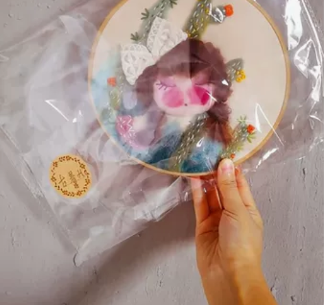 手作羊毛毡刺绣画 杜掌柜手作艺术品 全新包邮