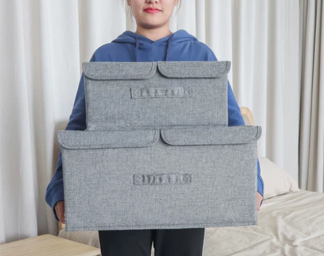 双隔衣服收纳箱布艺学生宿舍整理箱衣物收纳神...