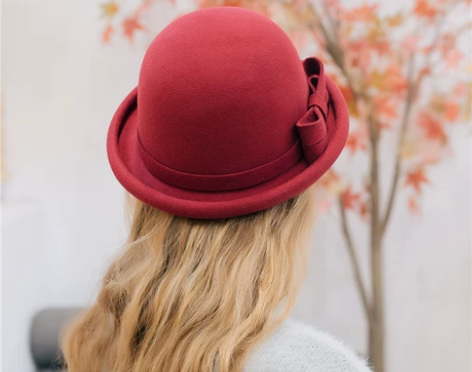 黑色帽子羊毛呢小礼帽复古英伦韩版蝴蝶结 感...