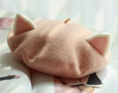 超萌韩版亲子帽子女童可爱卡通猫耳帽羊毛呢儿...