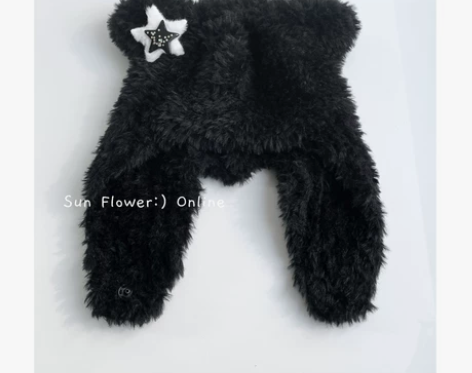 秋冬季防寒原创可爱小熊帽子女日系甜美护耳保...