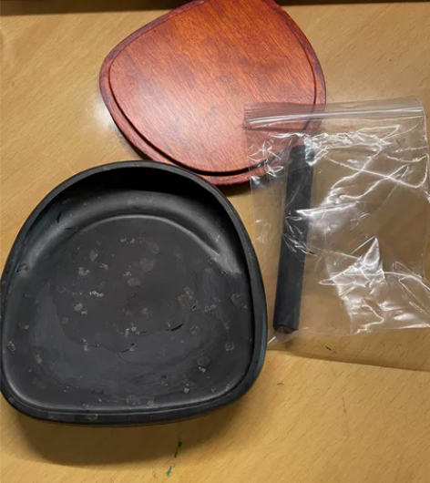 安徽歙砚手工金星砚台带盖天然原石书法绘画专...