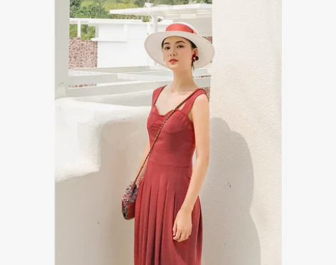 裙子夏女2018新款法式少女修身复古温柔风...