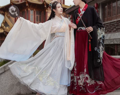 如梦霓裳汉服女装情侣装大袖衫辰龙生肖重工刺...