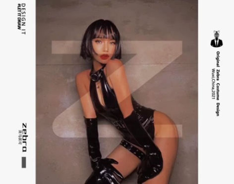 斑马派对新款欧美范性感漆皮紧身高叉连体GO...