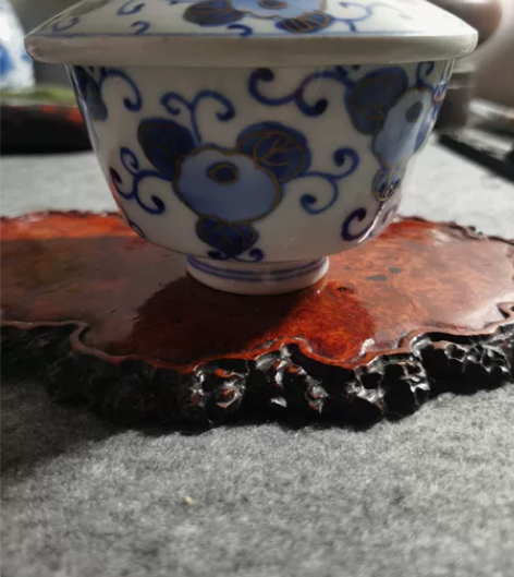 清末民国昭和时期老柴窑手绘青花描金盖碗茶碗...