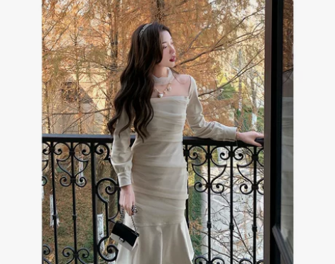 cchen陈陈_纯欲风网纱拼接连衣裙女20...