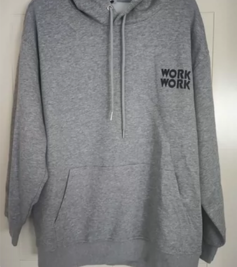 WORKWORK男士连帽卫衣，灰色带帽子，...