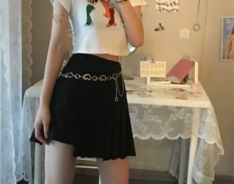 JMSHOP 高校拽妹 翘臀百褶裙不规则裙...