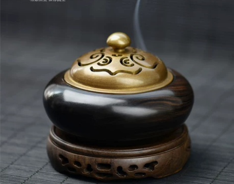 功德坊纯铜香炉 创意菊花铜盖檀香薰炉 紫光...