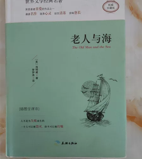 世界文学经典名著老人与海,插图全译本,九成...