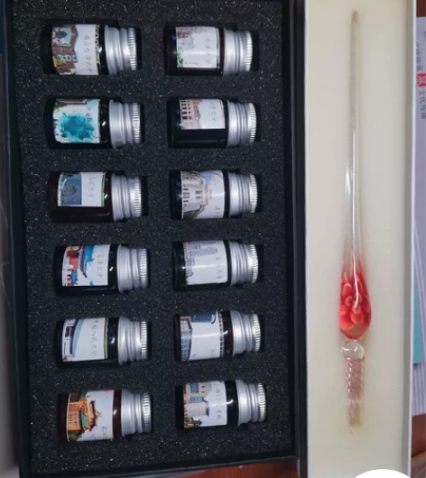 玻璃沾水笔+彩色墨水 感兴趣的话点“我想要...