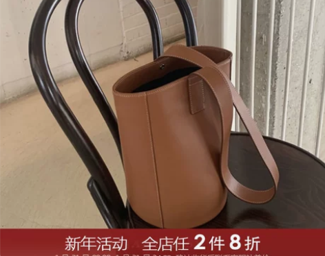 【简着】韩国单肩水桶包女简约ins复古大容...