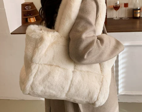 毛毛包包女大容量2021新款秋冬百搭单肩大...