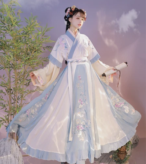 檀香阁原创汉服女春庭雪晋制齐腰魏晋风交领中...