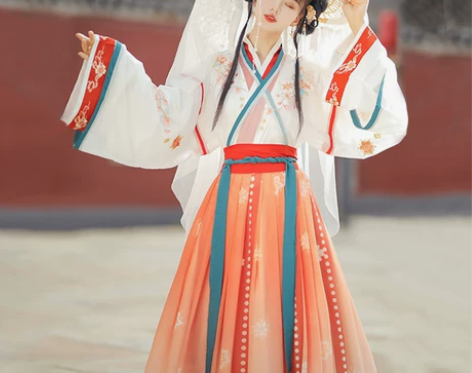 花梦瑶汉服女正品原创中国风晋制交领齐腰褶裙...