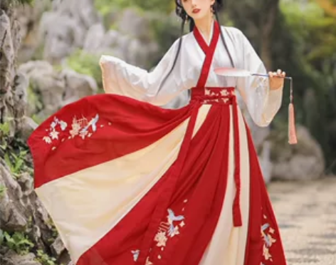辰风春园啼鸟原创正品汉服女白菜晋制刺绣古装...