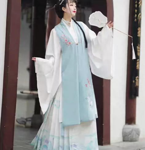汉旭原创汉服女不染明制比甲秋冬  绿色 有...