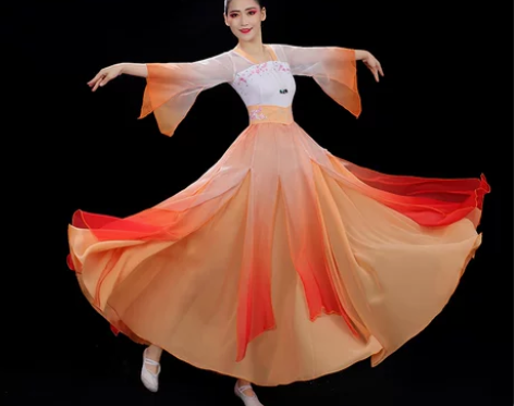 古典舞演出服女飘逸女汉唐大摆裙纱衣中国风舞...