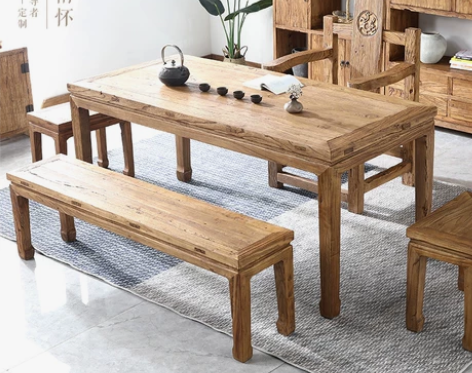 榆木茶桌旧木头老门板全实木茶台茶几长书桌子...