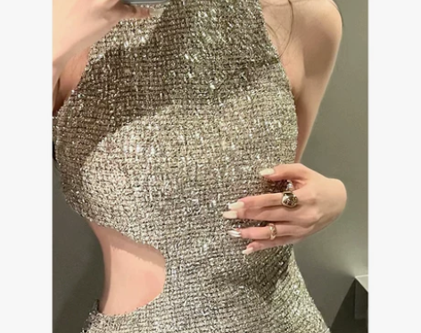 辣妹连衣裙气质缕空设计感2022年新款无袖...