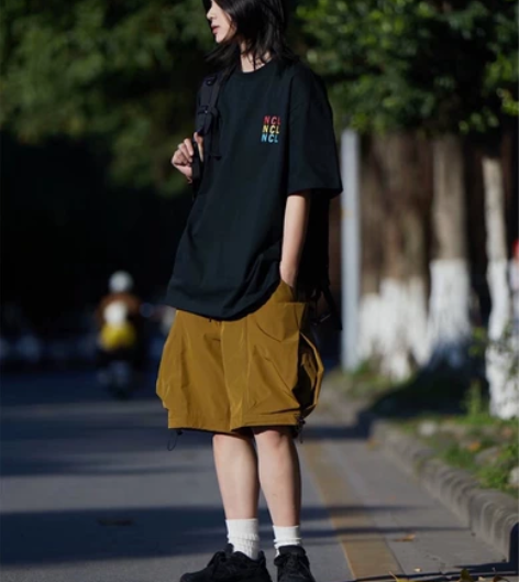 你初恋老王日系CityBoy口袋短裤男潮牌...