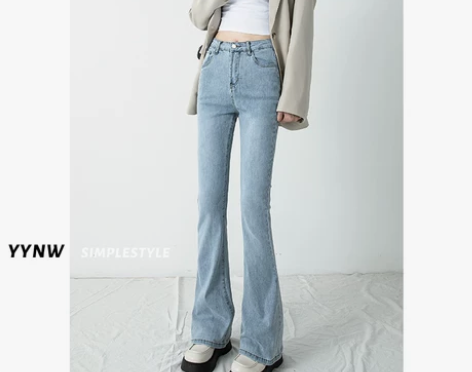 【暖春价】微喇叭牛仔裤女春秋季设计感小众高...