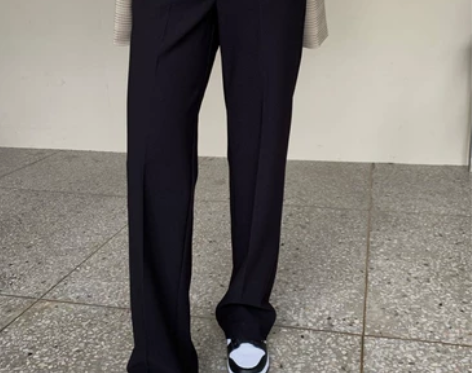 高腰休闲裤 阔腿裤高腰休闲2022春秋季黑...