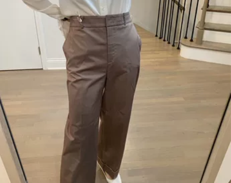 Peserico 裤脚链子元素阔腿直筒休闲...