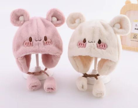 婴儿帽子冬季可爱超萌5-24个月男女宝宝毛...