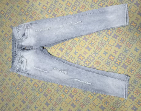 夏季薄款破洞牛仔裤男潮牌修身弹力小脚百搭休...