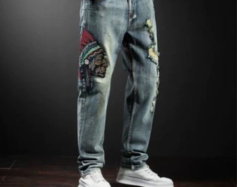香港一线品牌！男士春秋季小脚破洞牛仔裤男刺...