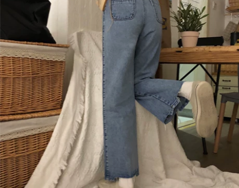 jmwomen直筒牛仔裤女夏季宽松高腰阔腿...