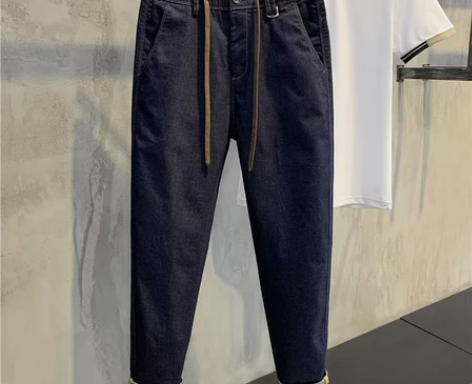 秋季潮流腰部抽绳工装裤子休闲百搭牛仔裤男士...