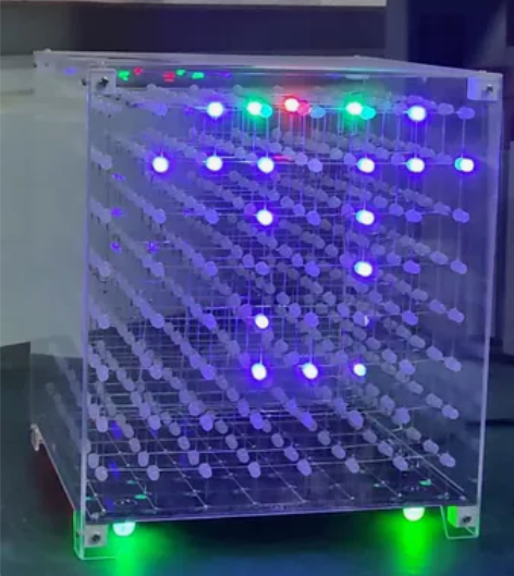 8*8*8彩色光立方，自己手工焊接了一周。...