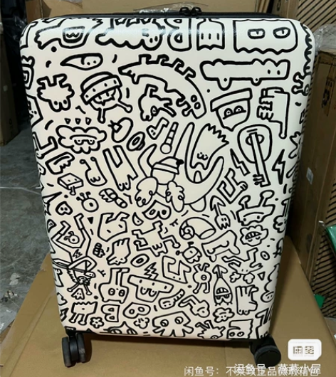 不莱玫行李箱24寸黑色涂鸦拉杆行李箱 全新...